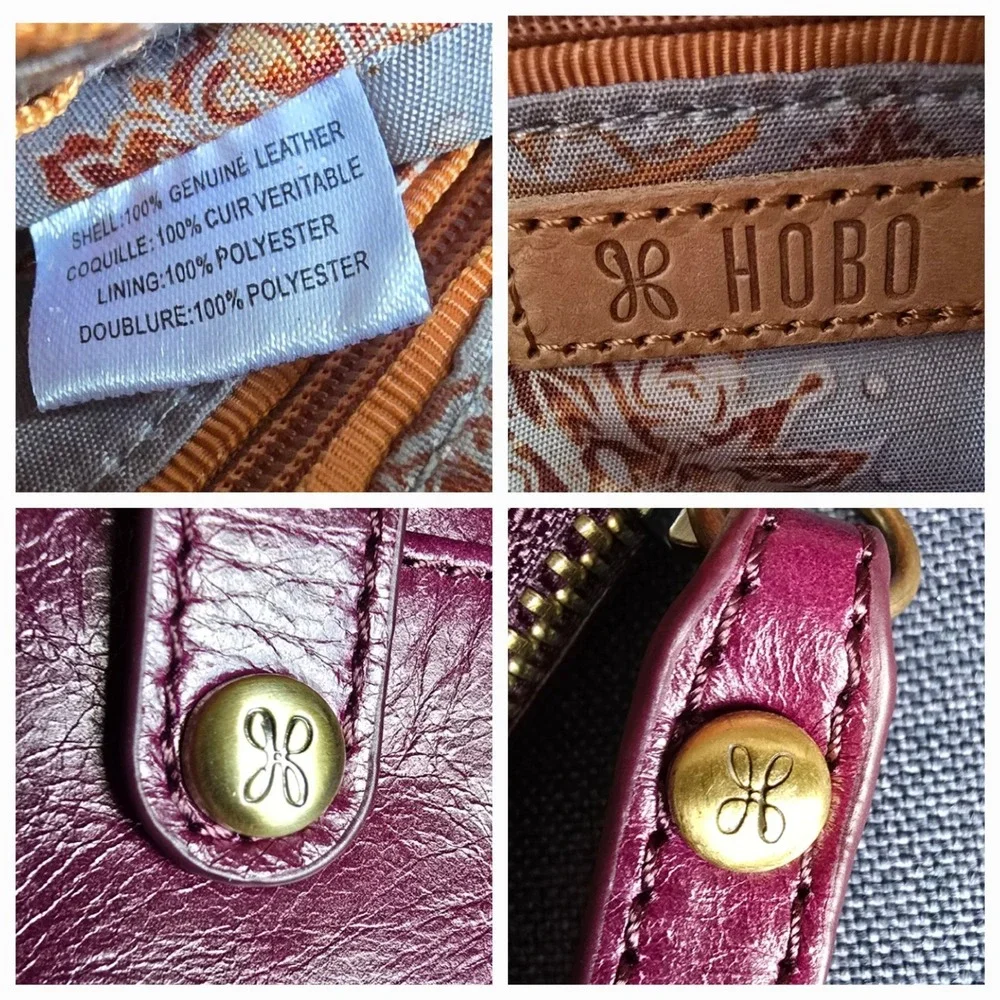 Hobo Intl Leather slim zip-around clutch wristlet in eggplant purple EUC